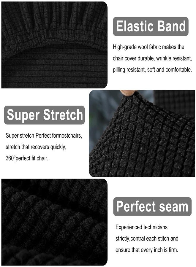Lellen Bar Stool Covers Set of 4,Stretch Washable Bar Stool Seat Covers,Removable Bar Chair Covers with Backs,Counter Height Bar Stool Chair Covers for Kitchen Dining Room Cafe（Black） - Image 3
